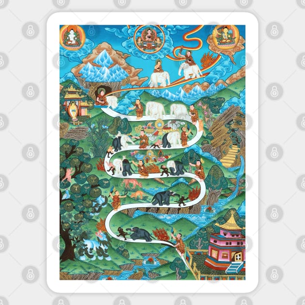 The Nine Mental Abidings Path of Samatha Sticker by walltowall